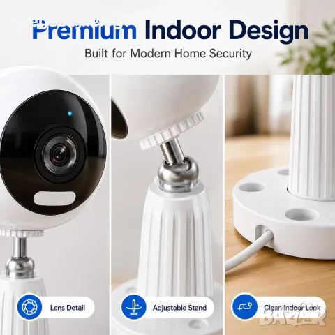 Интелигентна Wi-Fi Камера – 3MP, Двулентова (2.4G/5G Wi-Fi), Цветно Нощно Виждане и Двупосочно Аудио, снимка 2 - IP камери - 55736330