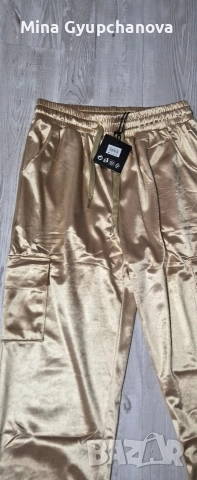 златен панталон сатен , снимка 2 - Панталони - 52856129