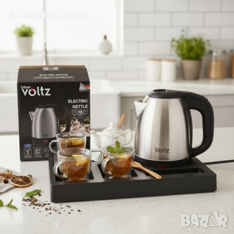 Комплект електрическа кана Voltz с поднос за кафе и чай, снимка 8 - Друга електроника - 52201656