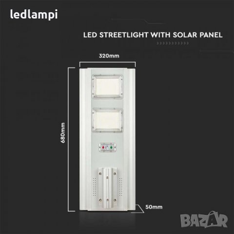 Соларно LED Улично Тяло 33W Сензор Дистанционно IP65, снимка 8 - Соларни лампи - 38093396