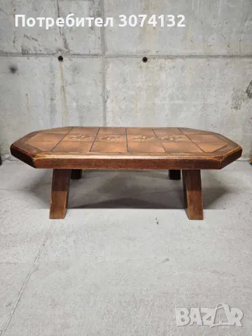 Масивна дъбова холна маса с плочки