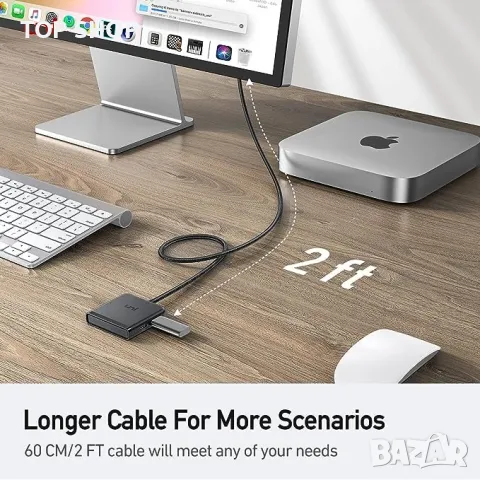 Универсален USB C хъб многопортов адаптер с 4 порта за трансфер на данни, снимка 3 - Кабели и адаптери - 49451754