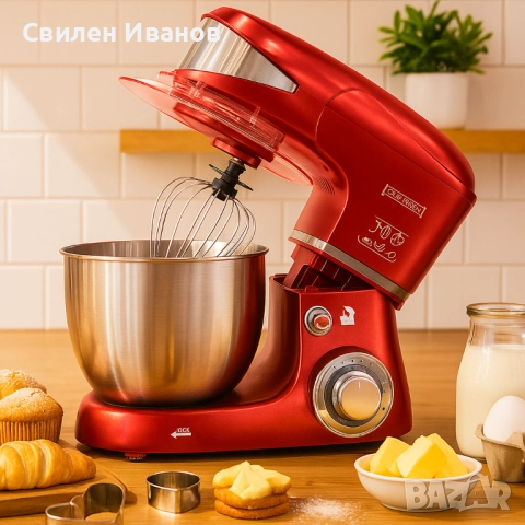 Многофункционален планетарен миксер с иноксова купа 5.5L Royalty Line RL-PKM1600, снимка 6 - Миксери - 51698340