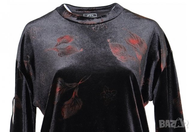 Кадифена блуза с красиви ръкави с етикет, снимка 4 - Блузи с дълъг ръкав и пуловери - 31976470