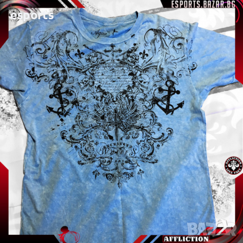 Автентична мъжка тениска Aqua VI Uncharted Waters- Blue Lava Wash M Medium, снимка 1 - Тениски - 29709989
