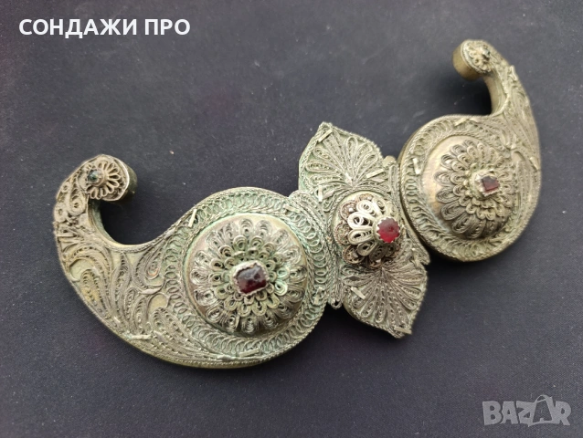 Пафти Сребърни Филигран Камъни Носия 19 ВЕК, снимка 4 - Антикварни и старинни предмети - 53336800