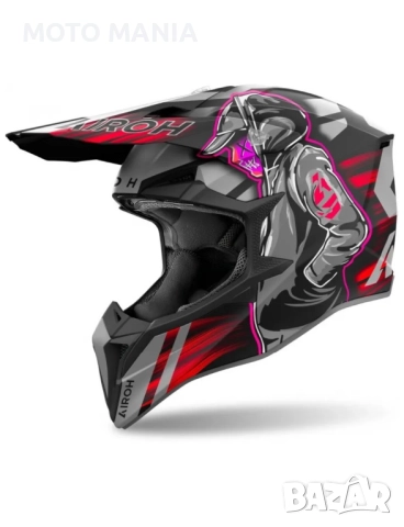 Мотокрос каска AIROH WRAAAP CYBER RED MATT, снимка 1
