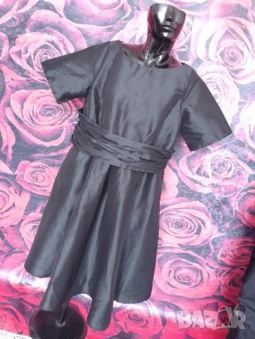 Елегантна черна разкроена рокля 3ХЛ, снимка 1 - Рокли - 36763524