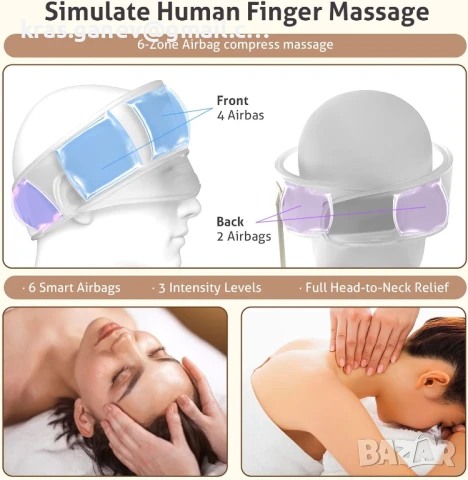 Масажор за глава с компрес с въздушна възглавница, снимка 4 - Масажори - 50656236
