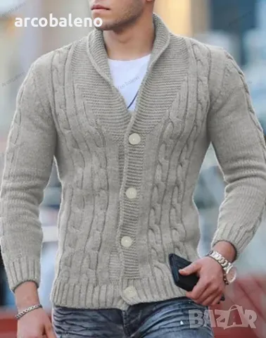 Мъжка плетена жилетка, 7цвята , снимка 4 - Якета - 47289958