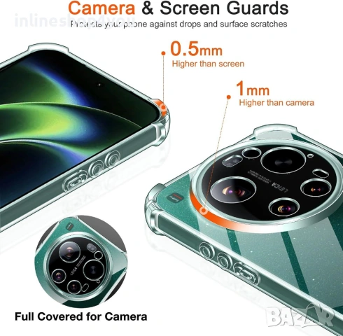 Прозрачен Силиконов Удароустойчив Кейс за Xiaomi 17 Ultra със защита на камерите, снимка 4 - Калъфи, кейсове - 54361803