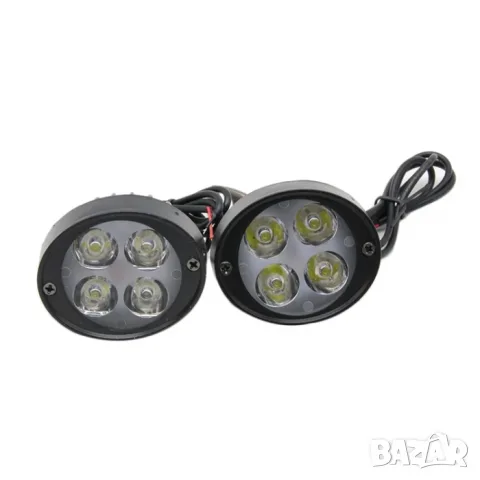 Комплект черни LED фарове за мотоциклет с монтаж към огледалата, снимка 5 - Аксесоари и консумативи - 55866007