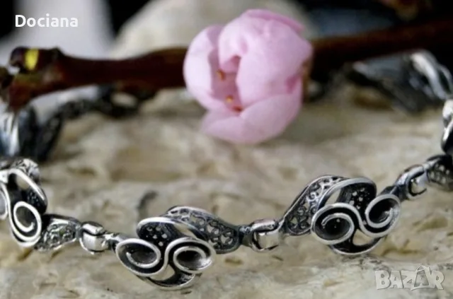 сребърна гривна 14гр., снимка 2 - Гривни - 55927342