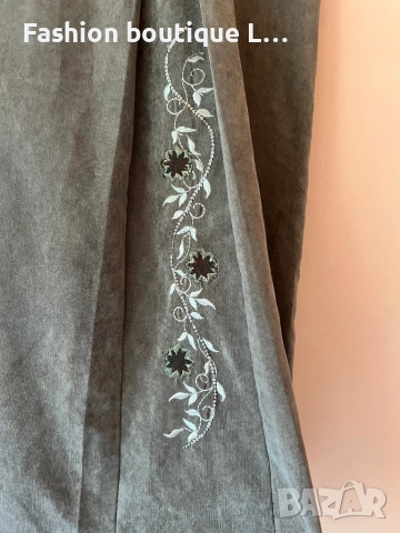 Бежова дълга пола с бродерия с цветя 48 размер 🧡, снимка 3 - Поли - 51921694