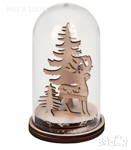 Коледна магия под стъклен купол - LED декорация, снимка 2 - Декорация за дома - 52587248
