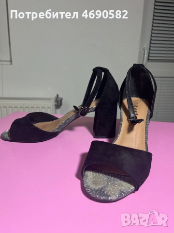 Черни велурени токчета 7см