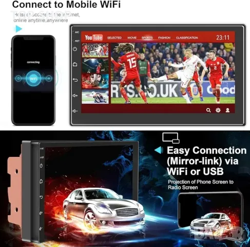 Нов 7-инчов [2G+32G] Android 10.1 двойно DIN стерео уредба за кола Вграден, снимка 2 - Друга електроника - 48782046