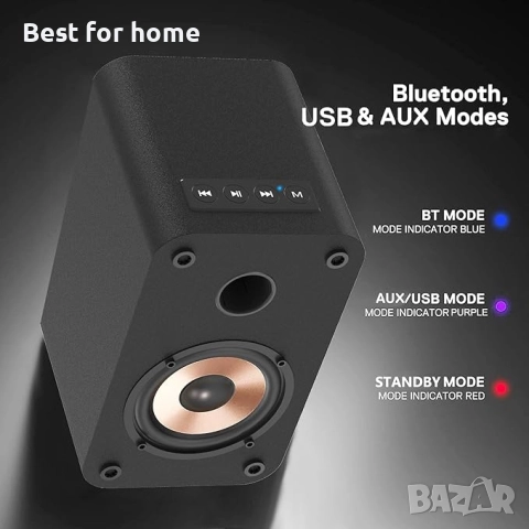 LONPOO мини компютърни високоговорители с Bluetooth свързаност,  USB, снимка 4 - Тонколони - 51867421