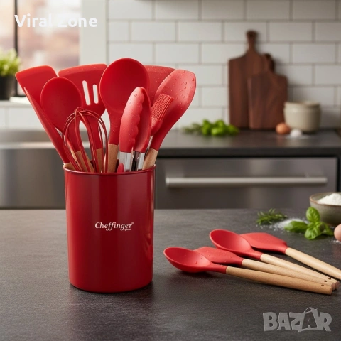 Комплект 12 части кухненски прибори със стойка Cheffinger , снимка 3 - Прибори за хранене, готвене и сервиране - 53239718