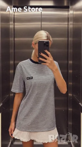 Тениска черна/зелена Miu Miu с етикет, снимка 3 - Тениски - 56165498
