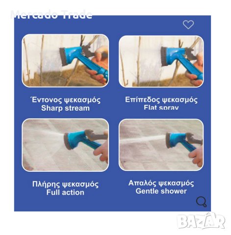 Маркуч Mercado Ttade, За поливане, Спирала, 4 аксесоара, 4 функции, 15м, Зелен, снимка 3 - Напояване - 40471233