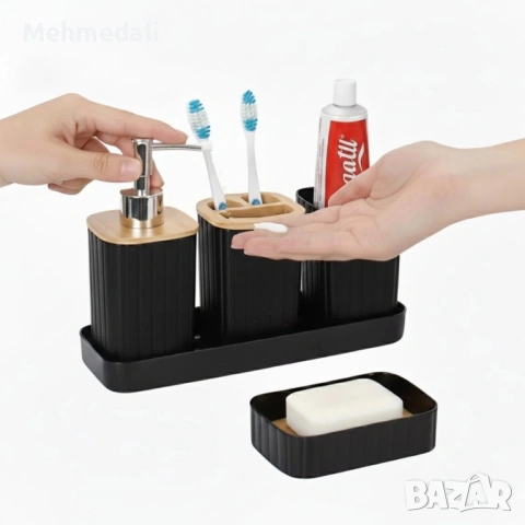 Комплект аксесоари за баня Cheffinger – 5 части с табла, снимка 7 - Други - 53168732