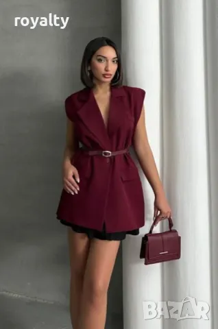 Овърсайз Елек с колан Различни цветове , снимка 3 - Елеци - 50005560