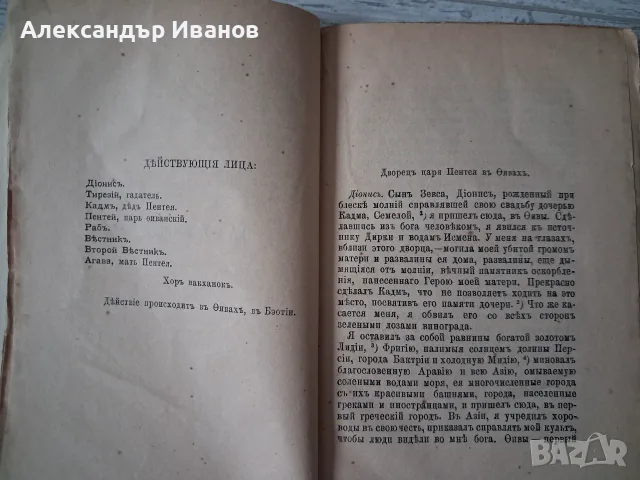 Стара книга,брошура "Вакханки" Еврипид 1892 г., снимка 4 - Художествена литература - 55895661
