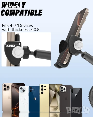 LYFPOOM Стойка за телефон 4-7 инча за кормило/бебешка количка, тип "гъша шия", снимка 8 - Селфи стикове, аксесоари - 51297387