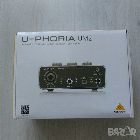 Професионален USB Аудио Интерфейс Behringer U-Phoria UM2 (XENYX / +48V) – Пълен Комплект
