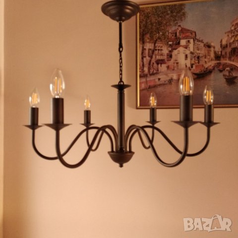 Черен витидж полилей-класически,модерен осветление з хол,всекидневна,спалня,шаби шик старинна  лампа, снимка 18 - Лампи за таван - 25318784