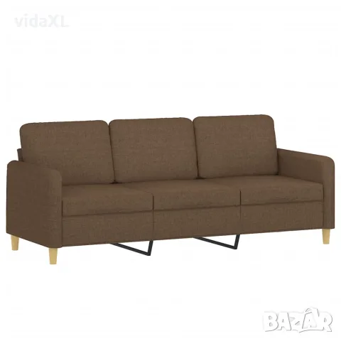 vidaXL Комплект дивани 3 части с възглавници кафяв текстил, снимка 4 - Дивани и мека мебел - 56146678