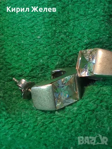 СТАРИ СРЕБЪРНИ ОБЕЦИ СРЕБРО 925 с ФАСЕТИРАН ЛАБОРАТОРЕН МОЙСАНИТ 1-та с НУЖДА от ЗАКОПЧАЛКА 49734, снимка 15 - Обеци - 48987305