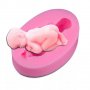 3D спящо бебе  силиконов молд форма за декорация украса фондан торта питка гипс, снимка 1 - Форми - 13689787