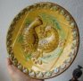 Стара керамична чиния за стена с глухари, глухар птица релеф