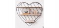 Декоративен рафт, 3 нива, Дървено метално сърце