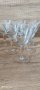 Стар стъклен сервиз с гравюра грозде за вино или ракия, снимка 4