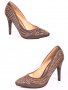 Нови велурени обувки на ток 37 номер пролетни капучино бежови, снимка 1 - Дамски елегантни обувки - 29151977