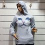 Нов дамски суичър с 3D принт сива Котка със сини очи, снимка 11