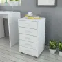 vidaXL Офис шкаф с колелца, 5 чекмеджета, бял, снимка 2