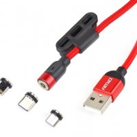 Комбо захранващ кабел с магнитен порт Lightning/USB C/micro USB 1м, снимка 1 - USB кабели - 37505106