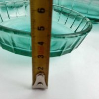 Стъклени купа и купички цветно зелено стъкло, снимка 7 - Антикварни и старинни предмети - 31764618