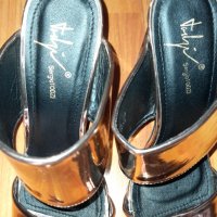 Дамски златисти сандали и дънкови ботички, снимка 1 - Сандали - 33979702
