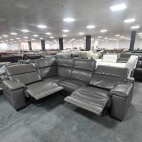 Сив кожен ъглов диван "Laurence" с електрически релакс механизъм, снимка 7 - Дивани и мека мебел - 39945205