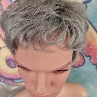 👑 💗Стилен Модел Къса Мъжка Перука в Платинено Тъмно Сив Цвят КОД : 9157💗 👑 💋 , снимка 4 - Аксесоари за коса - 44166028