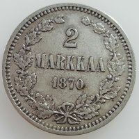 Монета Финландия 2 Марки 1870 г. Александър II  /1, снимка 1 - Нумизматика и бонистика - 37860701