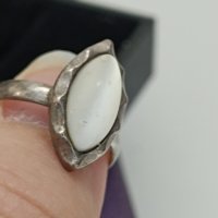 Красив сребърен пръстен със седеф # ГР50, снимка 3 - Пръстени - 44404354