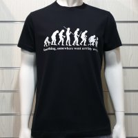 Нова мъжка тениска с трансферен печат Човешка еволюция в черен цвят, снимка 9 - Тениски - 36598981
