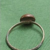 Стар дамски бронзов пръстен с полу скъпоценен камък червен интересен 37393, снимка 6 - Пръстени - 40426440
