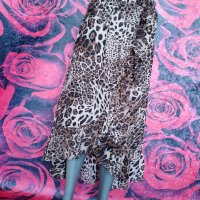 Феерична пола под коляното леопардов принт Л, снимка 3 - Поли - 37560593
